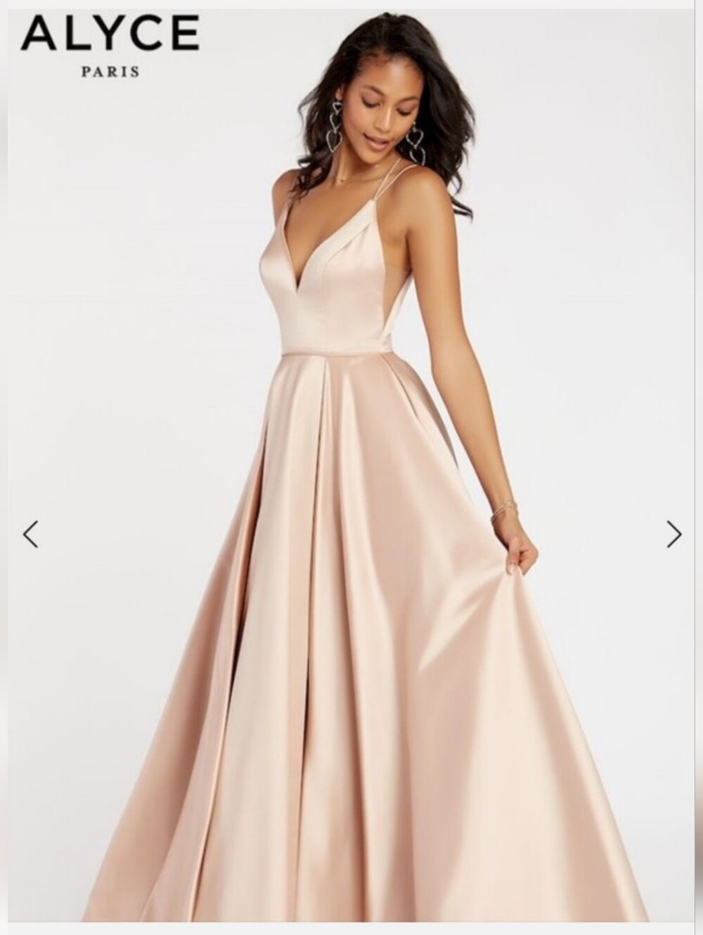Alyce Paris Satin V-Neck Ball Gown - Blush